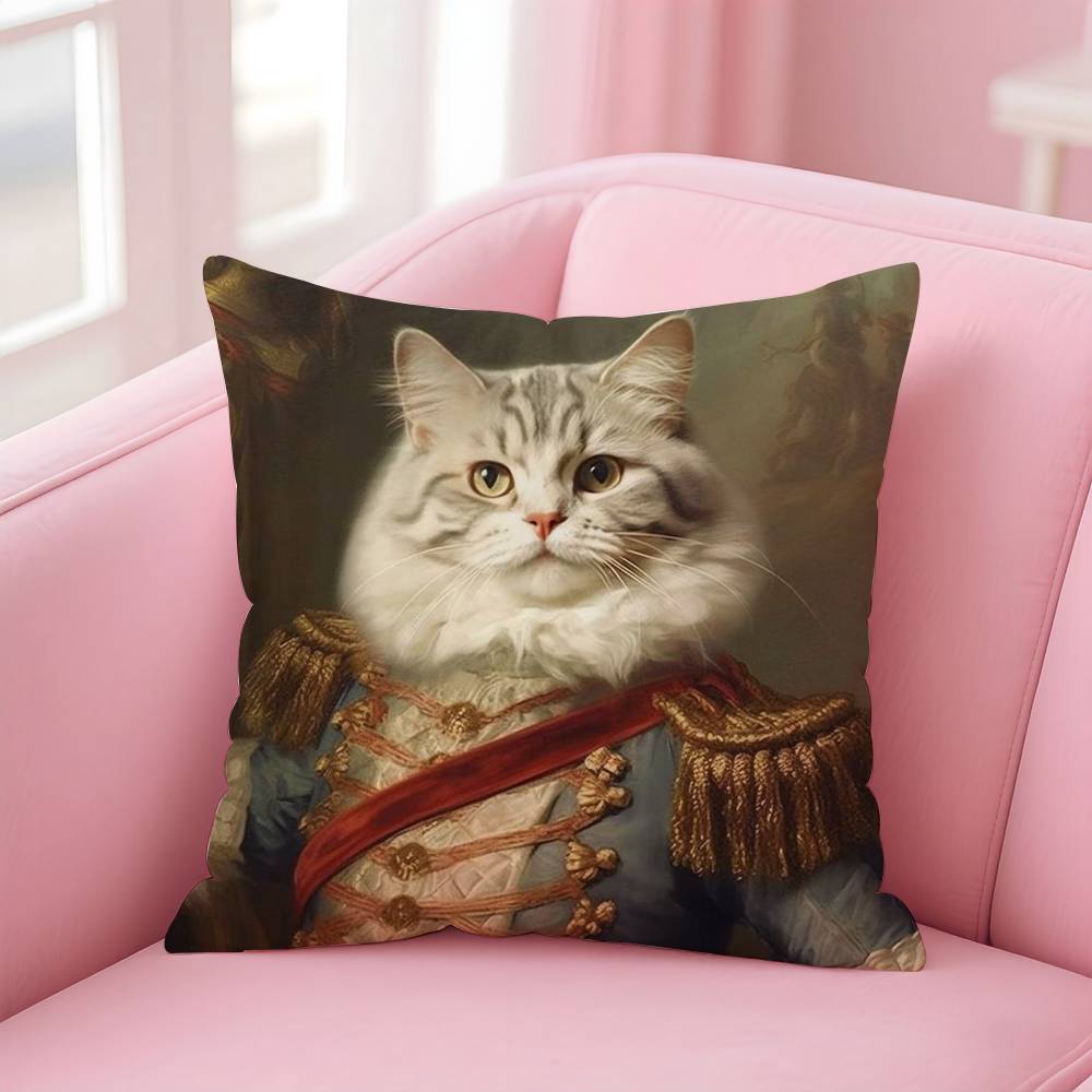Renaissance Royal Cat Funny Pillow Case pattern printing pillowcase living room sofa cushion cover bedroom room decor