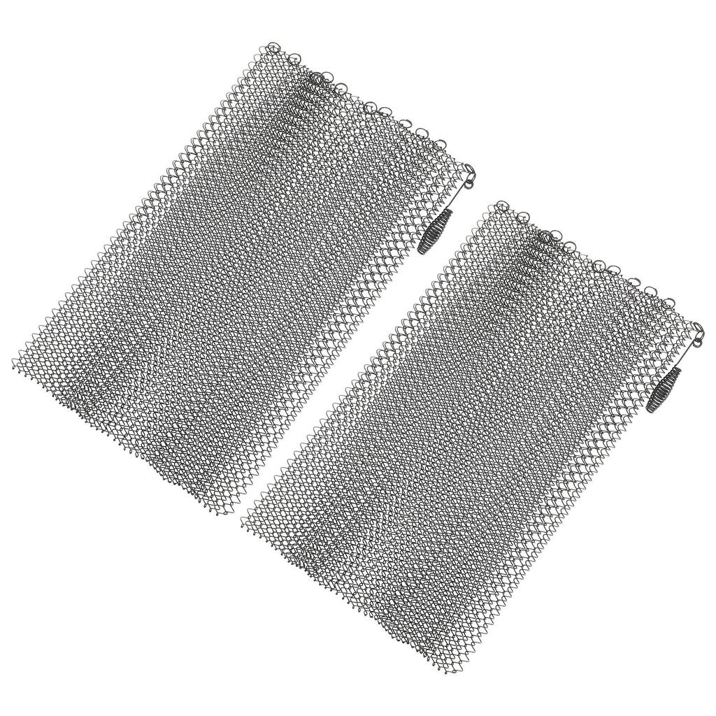 2Pcs Fireplace Screen Panels Black Iron Mesh Curtains Spark Guard Protect Carpet Floor Hearth Mesh Screens Fireplace Screen