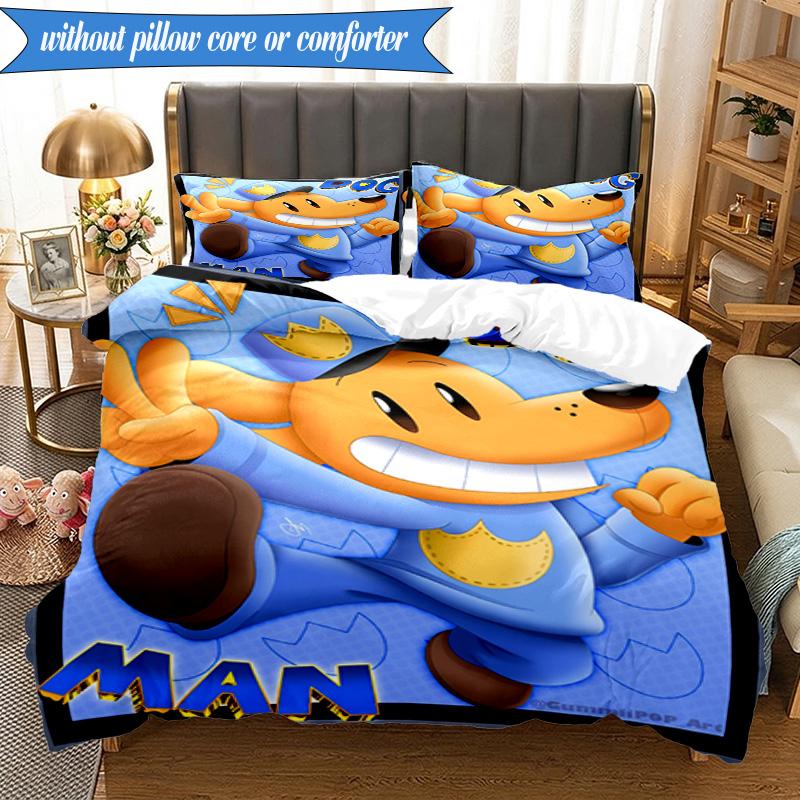 Set Biancheria da Letto Avventura 3 Pezzi Dog Man e Amici Stampa 2D (Include 1 Copripiumino + 2 Federe Senza Imbottitura), Decorazione camera da letto, Regalo ventilatore
