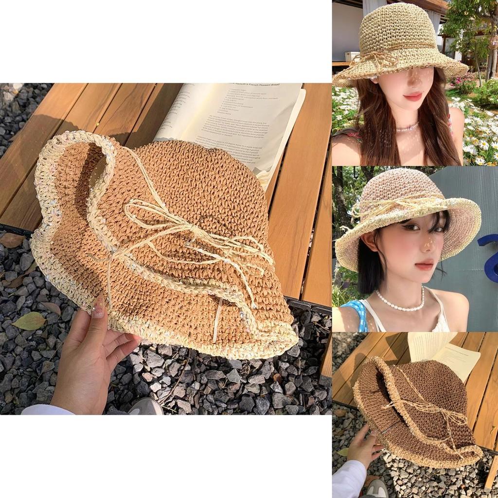 Summer Fashionable Unisex Straw Hat With Bow And Casual Style For Beach Days