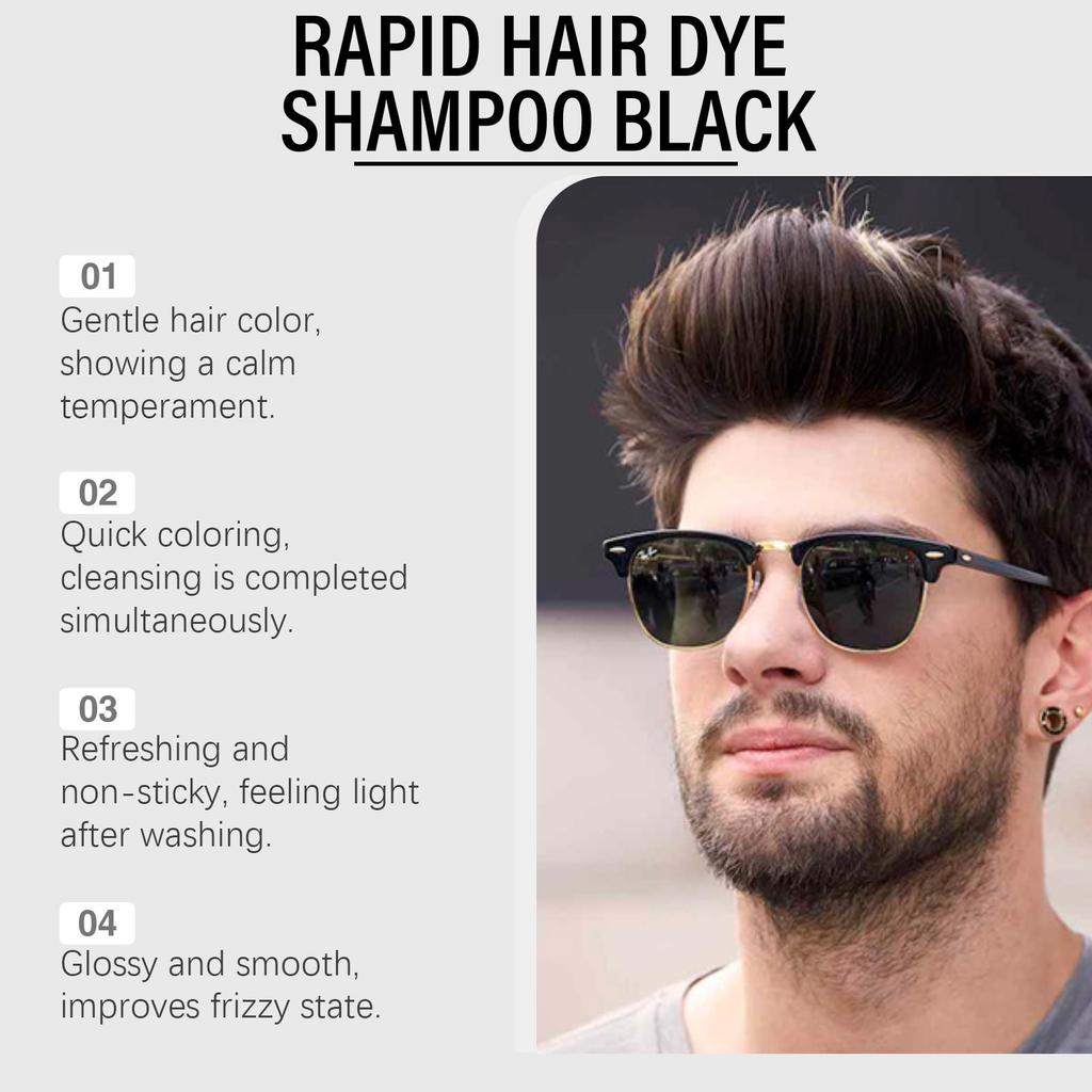 Jaysuing Men Black Instant Shampoo Natural Shine Nourishing Hair Color Shampoo No Mess Home Use 200ML
