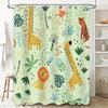 Animal Forest Shower Curtain Cute Cartoon Giraffe Leopard Lion Print Fabric Bathroom Decor Kids Bathing Room Waterproof Rug Pad