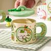 Cute Animal Apple With Lid Office Couple Water Cup Creative Birthday Souvenir High Value Ceramic Cup