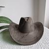 Suede Purple Cowhead Cowboy Hat New Large Size Cowboy Hat Suede Material Water Drop Top Men's and Women's Knight Hat 2023