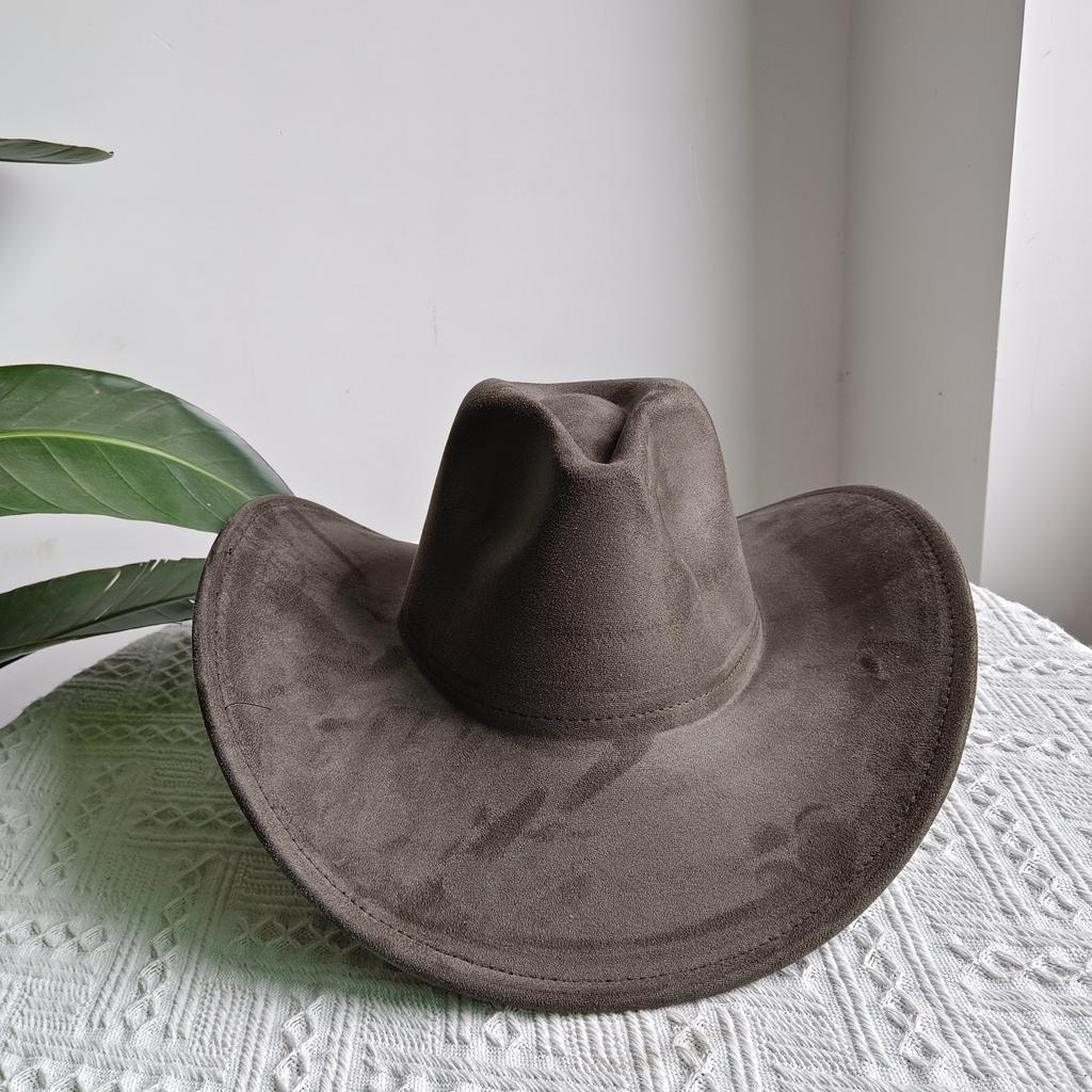 Suede Purple Cowhead Cowboy Hat New Large Size Cowboy Hat Suede Material Water Drop Top Men's and Women's Knight Hat 2023