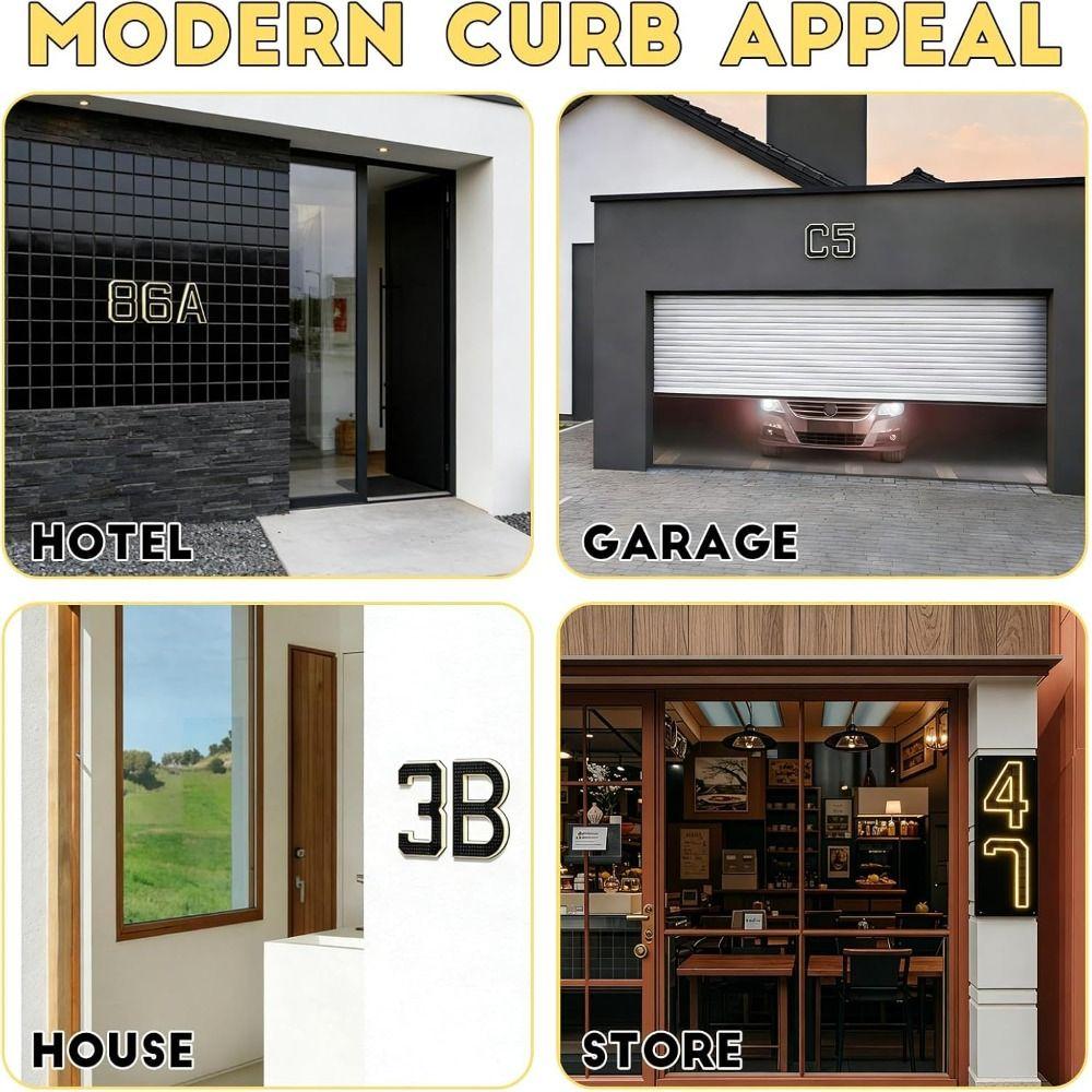 IP44 Waterproof Solar House Numbers 6.7 Inch Size Lighted House Numbers Outdoor Use