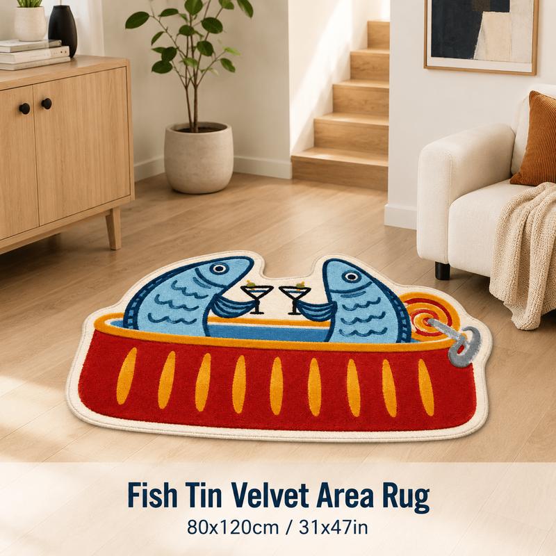 Canned Fish Sardine Whimsical Irregular Shaped Rug Soft Plush Non-Slip Washable Absorbent Game Room Dorm Decor Home Decor