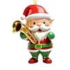 Santa Claus Christmas Ornament Cute Santa Plays Guitar/Sax/Trumpet Musical Instrument Acrylic Ornament for Christmas Tree Home Party Decor