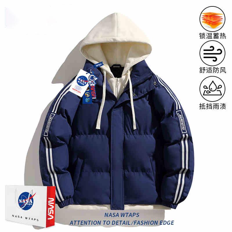 Gefälschtes zweiteiliges gepolstertes Anzug-Herren-verdickte Baumwolljacke Winter 2025 Partnerjacke Hong Kong Stil lockere Kapuzen-Brotjacke