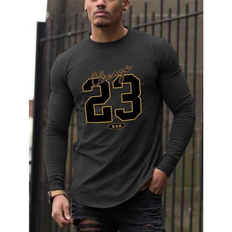 

Long-sleeved T-shirt Men s Printed Round Neck Long-sleeved T-shirt Trend Versatile Casual Tops Men s Clothing Summer XL