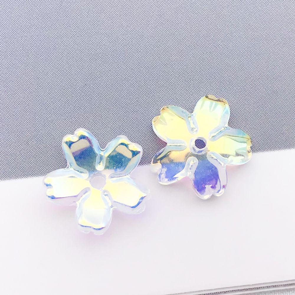 50 Multicolor Transparent Gradient Cherry Blossom Petal Charms for DIY Jewelry