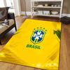 Brazil National Football Team Flannel Pattern Square Carpet,Area Rug,Carpet Rug for Living Room Bedroom Sofa Playroom Decor,Non-slip Floor Mat