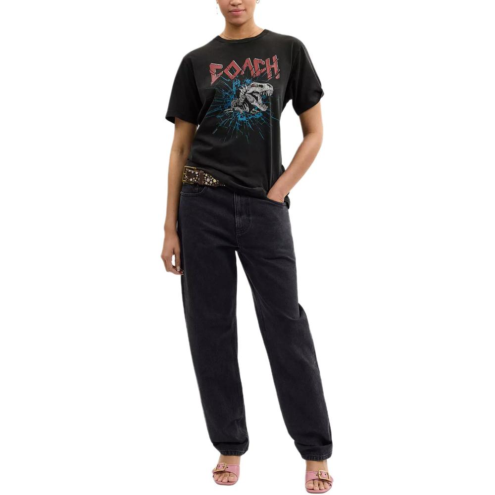 Coach Signature Rexy Skull Crew Neck T-Shirt Unisex T-Shirts Black CAY57-BLK