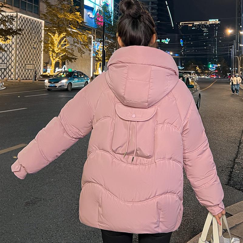 Women Autumn Winter Hooded Solid Color Long Sleeve Big Pocket Zipper Warm Coat Jacket