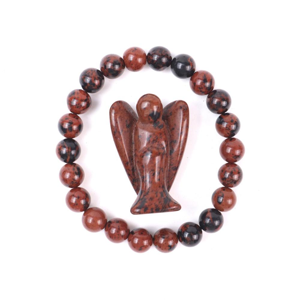 Hot Selling 8mm Natural Crystal Polishing Gemstone Beads Bracelet with Angel Carvings Anniversary Gift Other Crystal Crafts One Size