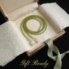 Romantic Fairycore Green Crystal Beaded Lariat Necklace for Women White Lily Pendants Versatile Choker Accessories Jewelry Gift