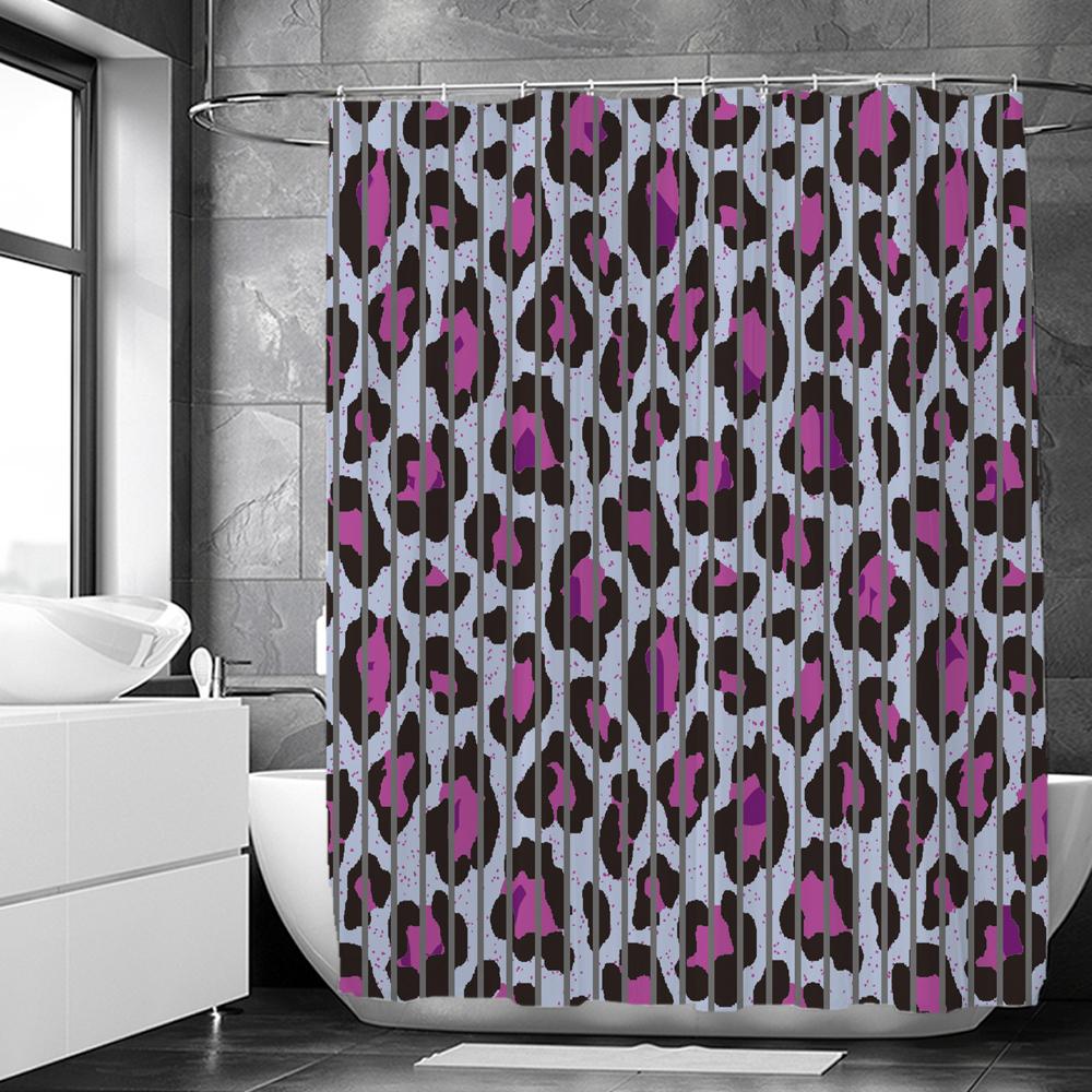 Shower Curtain Modern Style Leopard Print Polyester Waterproof Bathroom Curtain Partition Curtain Shower Curtain With Hooks