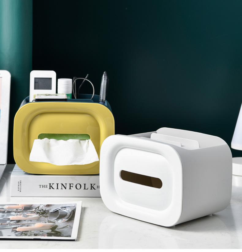 Household Living Room Simple Storage Tissue Box, Large Capacity Plastic Paper Drawer Box