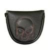 Golf Mallet Putter Cover Magnetic Closure Faux Leather Club Headcover with Skull Pattern for Woods Driver Fairway Hybrid