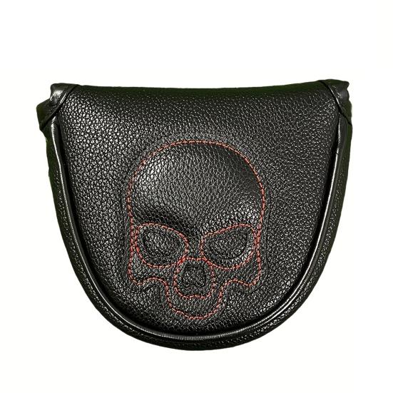 Golf Mallet Putter Cover Magnetic Closure Faux Leather Club Headcover with Skull Pattern for Woods Driver Fairway Hybrid