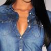 Women Shirt Lapel Long Sleeve Loose Fit Shirt Tops Flap Pockets Buttons Placket Denim