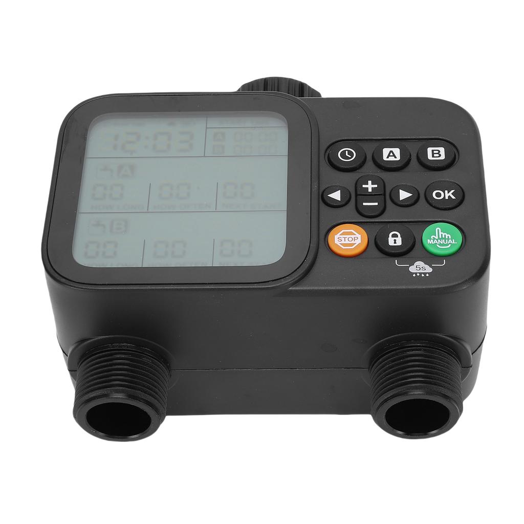 Sprinkler Timer 2 Outlet Programmable Water Timer Automatic Irrigation Controller System with Rain Delay LCD Display