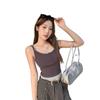 Chic Color-Block Camisole: Pure Desire Style, High-End Feel Women's Base Layer Fake Two-Piece Top