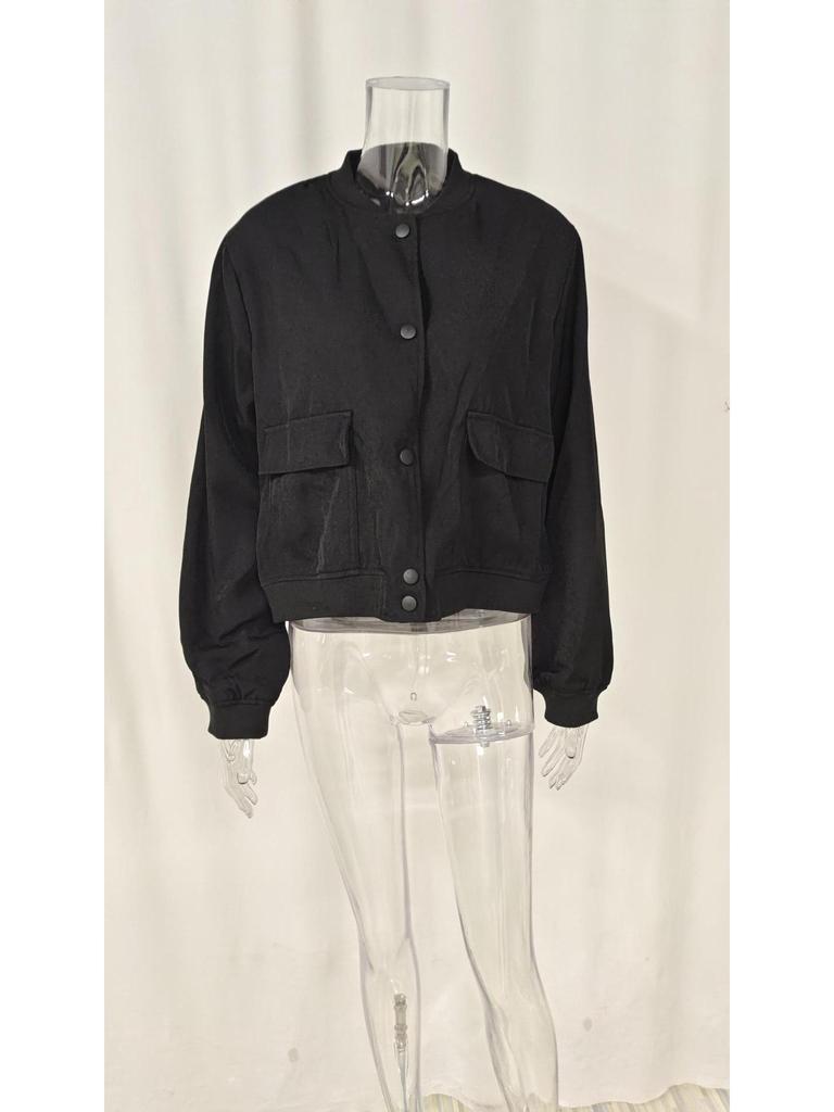 2025 Unisex Stand-up Collar Jacket with Large Pockets - Elegant Spring/Autumn Women's Outerwear