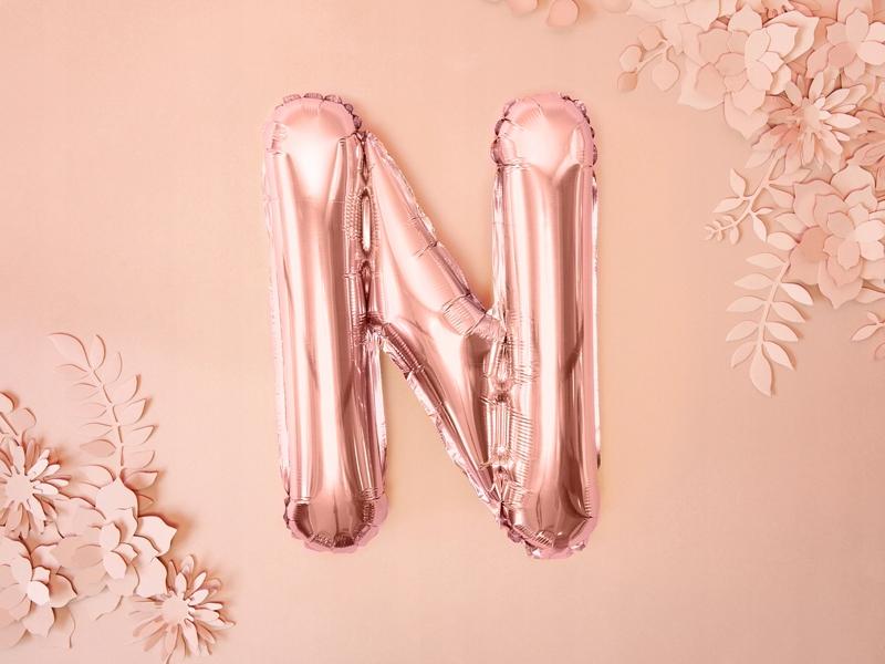 Foil Balloon Letter "N", 35Cm, Rose Gold 1pc