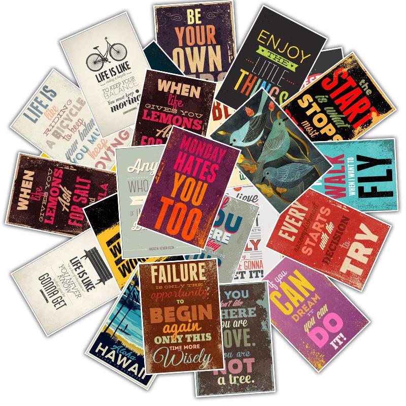 25 Inspirational Motto Poster Stickers Wish Hot Car Motorcycle Electric Car Suitcase Waterproof Stickers
