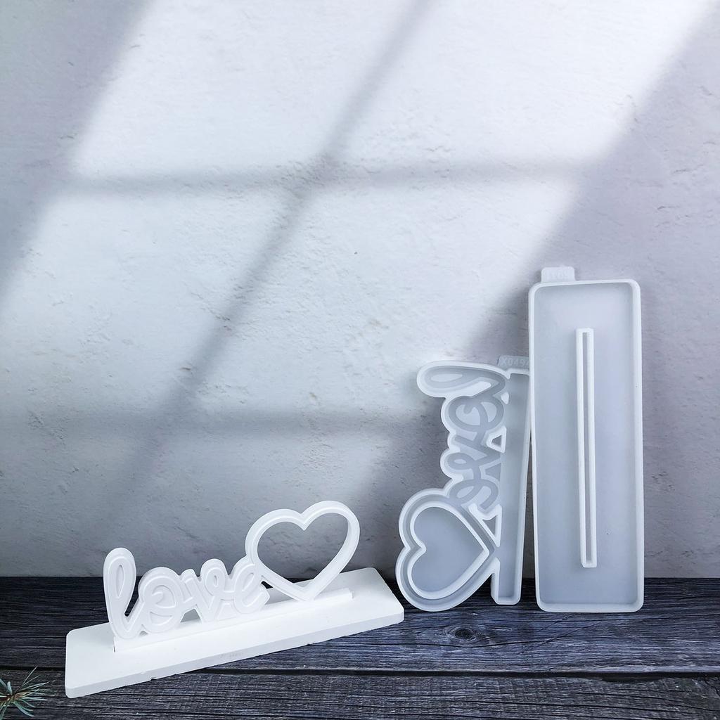 Flexible Heart Shaped Epoxy Resin Mold Set for DIY Photo Frames and Desktop Decorations with Silicone Casting Molds