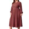 European 2025 Casual Plus Size Solid Color Ribbed Knit Dress for Women