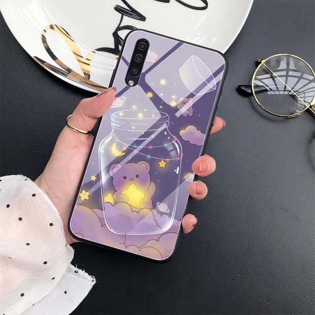Cute Cat Animal Case For Samsung Galaxy A52 A71 A72 A70 A73 A53 A13 5g A03 A22 A21s A03 Core A42 Cartoon Tempered Glass Cover
