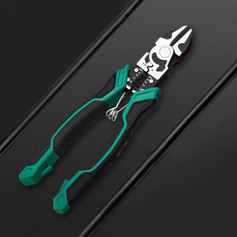 9Inch MultiFunctional Diagonal Pliers Ergonomic Needle Nose Plier for Wire Stripping Crimping Holding in Electrical Work