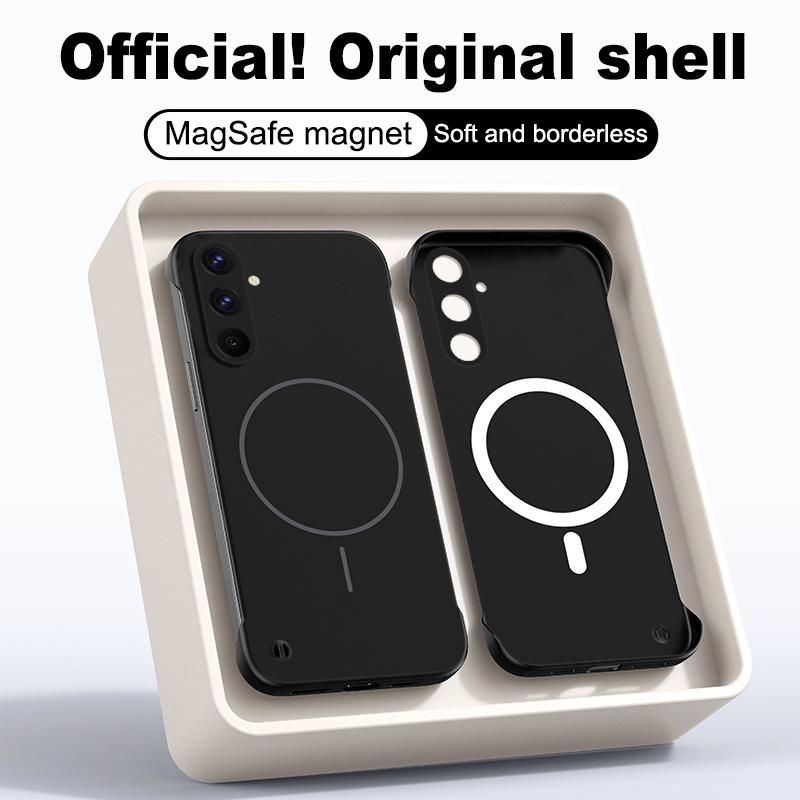 Frameless Magnetic Case For Samsung Galaxy A56 A16 A55 A15 A35 A05 A54 A34 A24 A14 A04 A04S A04E For Magsafe Hard PC Back Cover