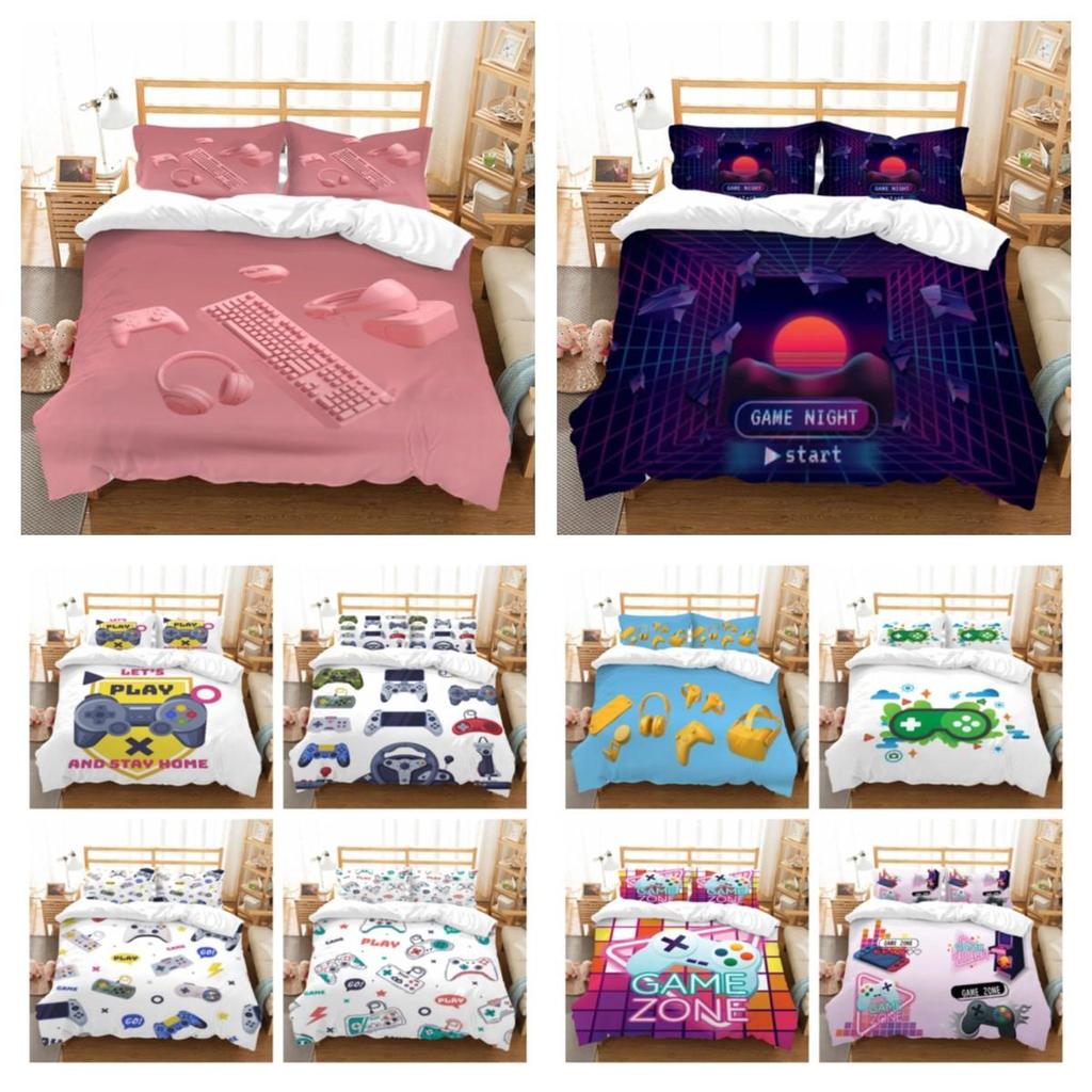 Set husă de cuvertură 3D Gamepad cu imprimare husă de pilota Poliester Textile pentru casa Băieți Fete Față de pernă de o singură dimensiune