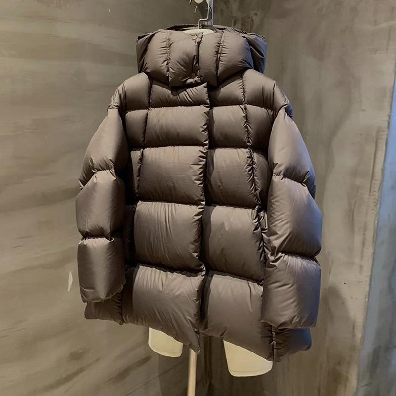 

Премиальный легкий роскошный пуховик средней длины из белого утиного пуха, женский, 2025 новый утолщенный пуховик-булочка без пуха S