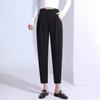 Women High Waist Straight Cropped Pants High Elastic Harem Pants With Pockets Slim Fit Tapered Trouser