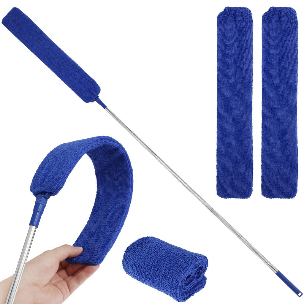 Gap Dust Cleaner Retractable Microfiber Gap Dust Brush Flexible Long Flat Gap Duster with Extendable Pole and Cloth Cover