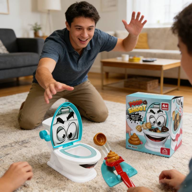 Poop Shoot Toilet Game Toy With Ejecting Feces For Parent Kids Indoor Play Fun