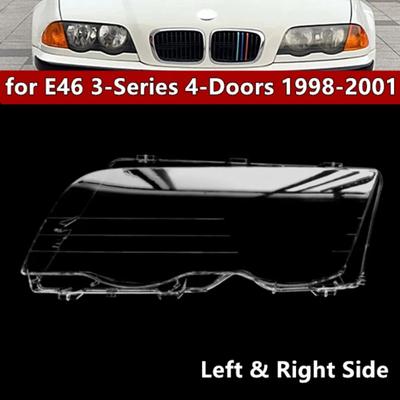 1 Adet/1 Çift Araba Far Kapağı BMW E46 4 Kapı 3 Serisi 1998-2001 Abajur Parlak Kabuk Far Mercek Kapakları