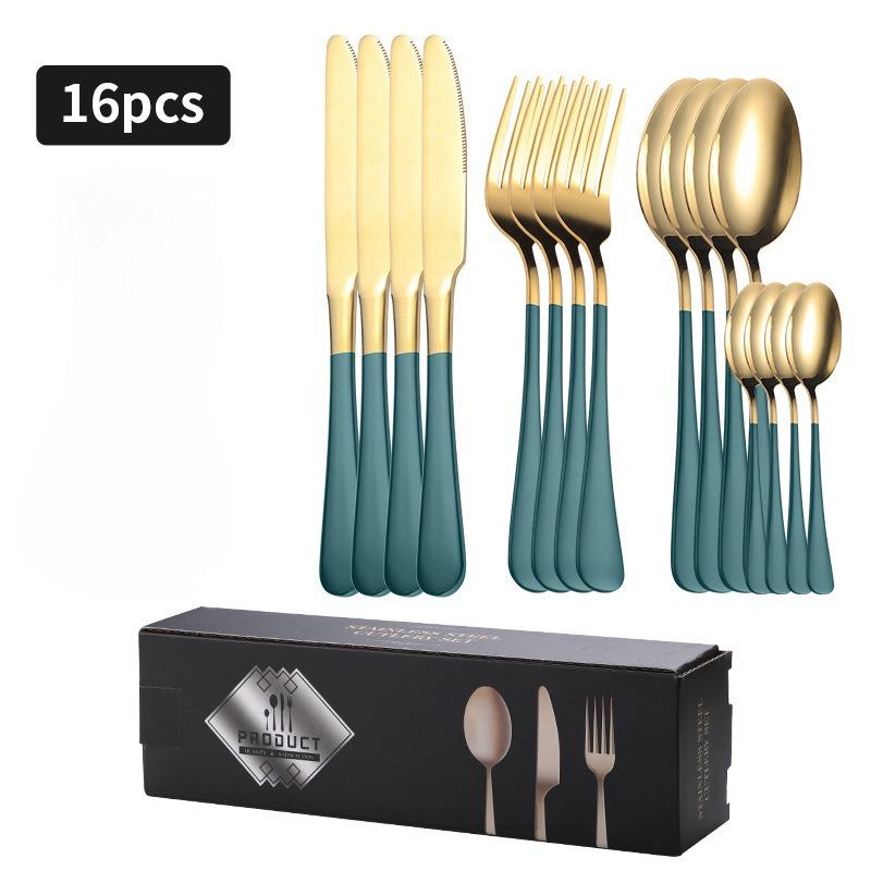 1010 Knives Forks and Spoons Tableware 16-piece Set Western Food Simple Steak Knives Forks and Spoons Gift Box Set