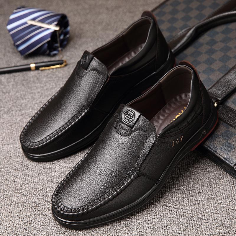 Leather Shoes Men's Summer Shoes Men Casual Slip  Genuine Leather Soft Shoes Cowhide Summer Loafers Business