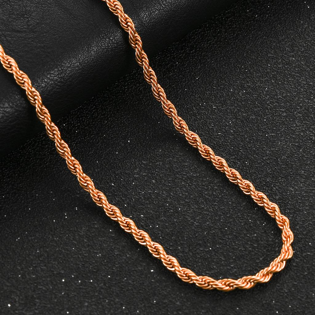 Stainless Steel Twist Rope Chains Men Women Rose Gold Color Plated Necklace Choker High Quality Jewelry Gifts 2/3/4mm Wide