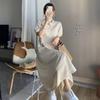 2025 Spring/Summer French Casual Plus Size Polo Neck Slimming T-shirt Dress