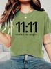 11:11 Make A Wish Women's Tee - Minimalist Graphic, Casual Dark Gray Top