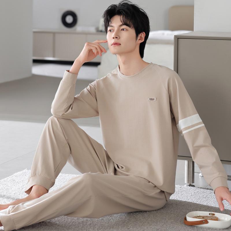 Pajamas Men'S Spring And Autumn Autumn Cotton Long Sleeve Loungewear Men'S Cotton Thin Casual Outfit
