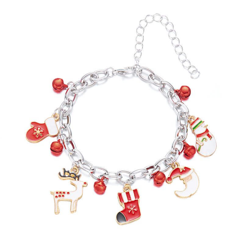 Trendy Handmade Christmas Metal Chain Bracelet for Women Exquisite Santa Claus Snowflake Elk Snowman Bracelet Friendship Jewelry