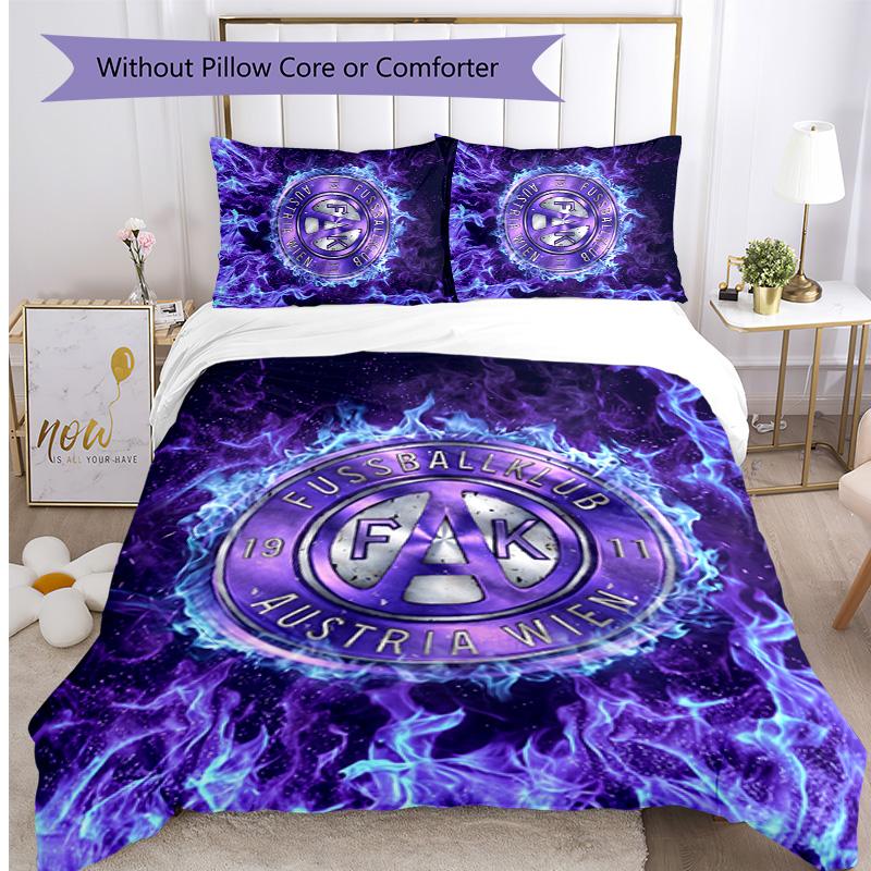 Austria Wien FC Bedrucktes 3-teiliges Bettwäsche-Set Atmungsaktiver Bettbezug mit Kissenbezügen Dekorative Bettwäsche für Schlafzimmer Zuhause