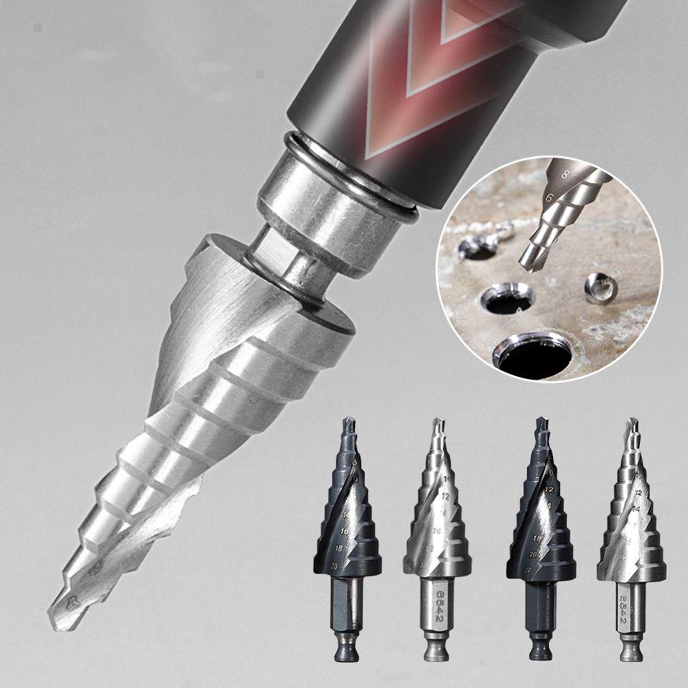 New Spiral Groove Step Drill Bit 4-20mm Wear-Resistant Punch Holes Drill Bit Faster Drilling Wood Metal Hole Opener
